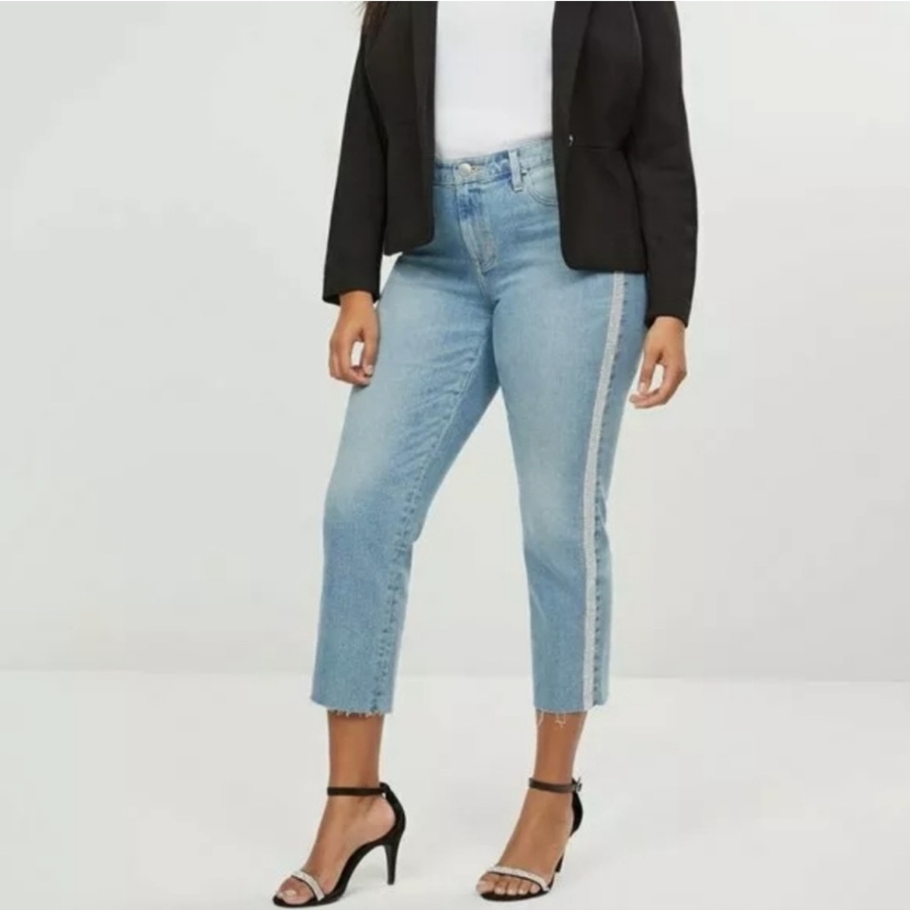 Lane Bryant Rhinestone Bedazzled Cropped Straight Leg Flex Magic Jean Jegging